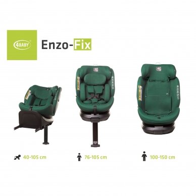 4Baby autokėdutė ENZO-FIX 40-150CM žalia I-SIZE 5