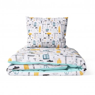 Ankras 2pcs bedding set 135/100 40/60 town turkus