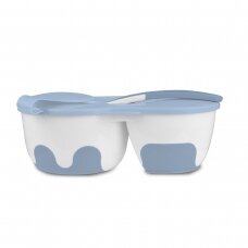 Two-chamber baby bowl with spoon 1067/01, blue