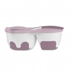 Two-chamber baby bowl with spoon 1067/02, pink