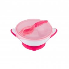 Babyono suction bowl with spoon pink 1063/02