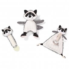 Cuddly toy with pacifier holder RACOON ROCKY 747