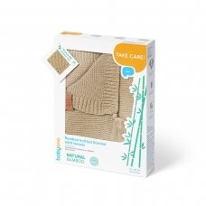 Bamboo knitted blanket with tassels, braun, 546/02