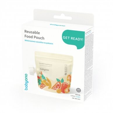 Babyono rusable food pouch 150ml 5pcs 1467 1