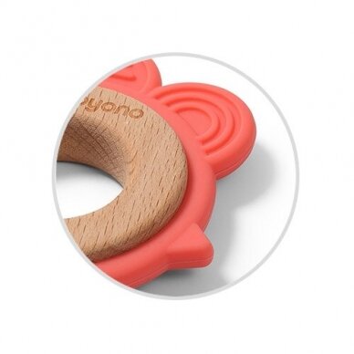 BabyOno wooden & silicone teether HEN 1075/03 2