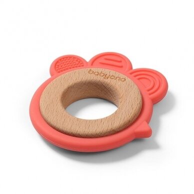 BabyOno wooden & silicone teether HEN 1075/03