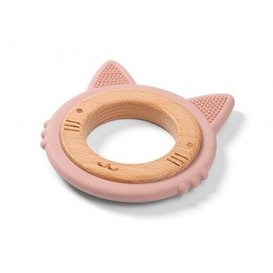 BabyOno wooden & silicone teether KITTEN 1076/02