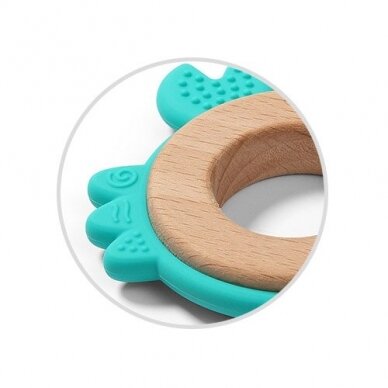 BabyOno wooden & silicone teether CRAB 1075/02 1