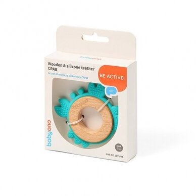 BabyOno wooden & silicone teether CRAB 1075/02 2