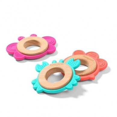 BabyOno wooden & silicone teether CRAB 1075/02 3