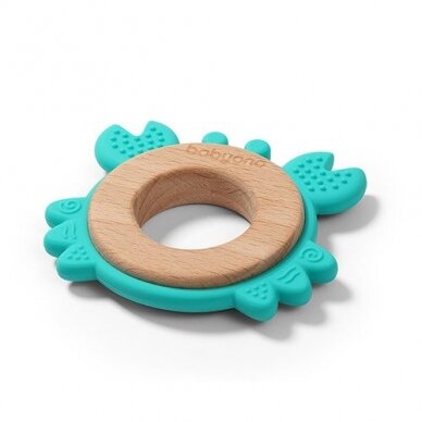 BabyOno wooden & silicone teether CRAB 1075/02