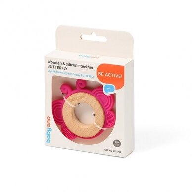 BabyOno wooden & silicone teether BUTTERFLY 1075/01 3