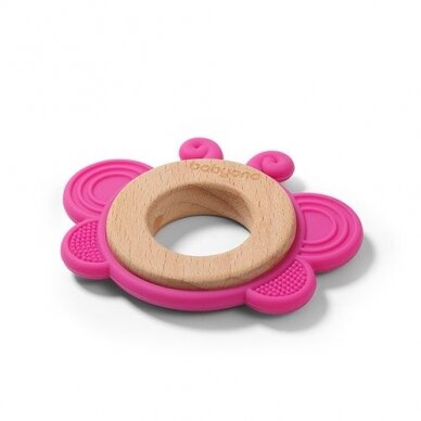 BabyOno wooden & silicone teether BUTTERFLY 1075/01