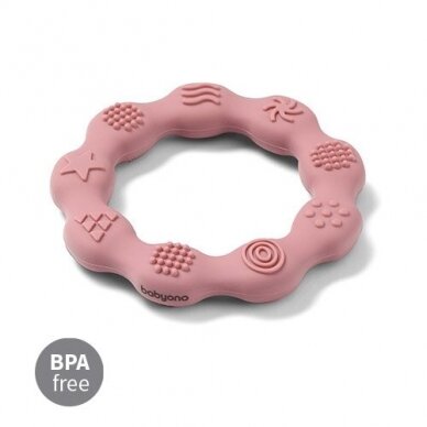 Babyono Silicone teether RING pink 825/02 2