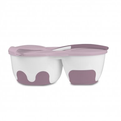 Two-chamber baby bowl with spoon 1067/02, pink 1