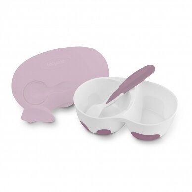 Two-chamber baby bowl with spoon 1067/02, pink 2