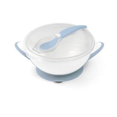 BabyOno baby suction bowl with spoon, blue, 1063/05