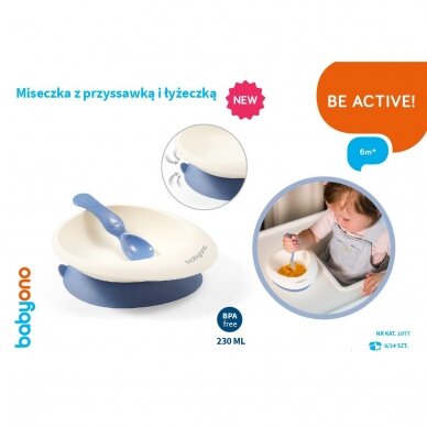 Baby suction bowl with spoon, blue, 1077 7