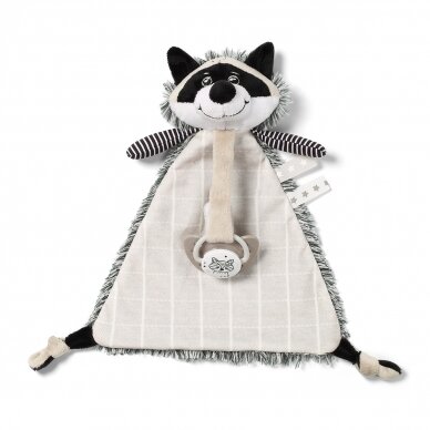 Cuddly toy with pacifier holder RACOON ROCKY 747