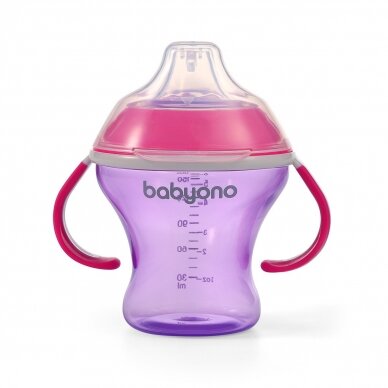 BabyOno non-spill cup with hard spout 180ml NATURAL NURSING, PINK, 1456/02