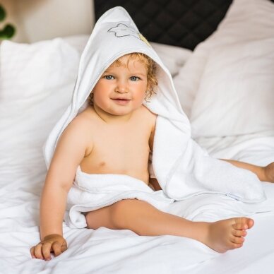 Babyono terry hooded towel white 85x85cm 144/07 2