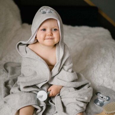 Babyono bamboo hooded towel grey NATURAL BAMBOO 100X100 346/06 3