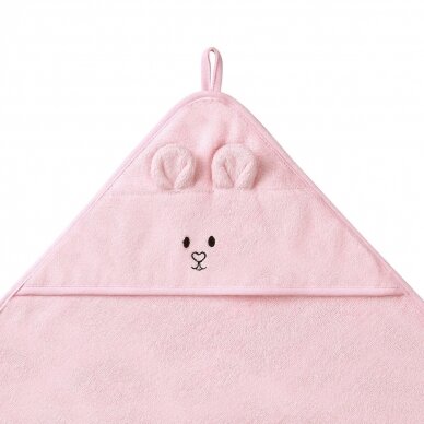 Babyono bamboo hooded towel 100x100 cm pink 1553/01 1