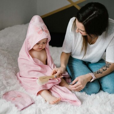 Babyono bamboo hooded towel pink NATURAL BAMBOO 100X100 346/04 3