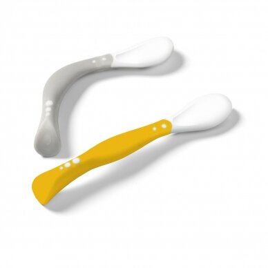 BabyOno plastic spoons for babies 2 pcs. grey-yellow, 1066/05 1