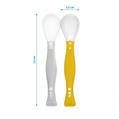 BabyOno plastic spoons for babies 2 pcs. grey-yellow, 1066/05 3