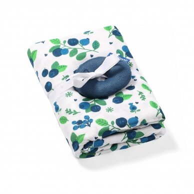 Bamboo muslin swaddle + rattle 536/02