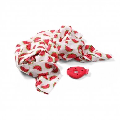 Bamboo muslin swaddle + rattle 536/04 2