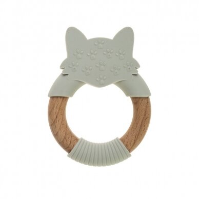 Bocioland Wood and silicone teether FOX gray, BOC0522 1