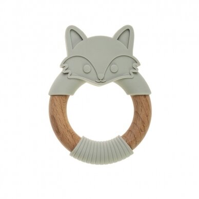 Bocioland Wood and silicone teether FOX gray, BOC0522