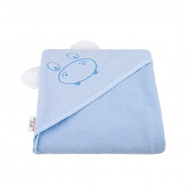 Bocioland Bath cover EARS 80x80 Blue HIPOPOTAM (100% Cotton) BOC0123