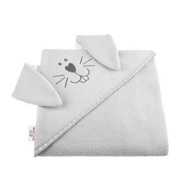 Bocioland Bath cover EARS 80x80 Gray HARE (100% Cotton) BOC0121