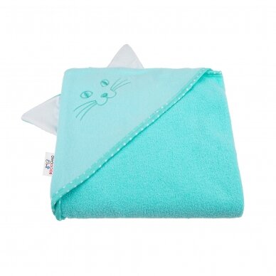 Bocioland Bath cover EARS 80x80 Aqua CAT (100% Cotton) BOC0120