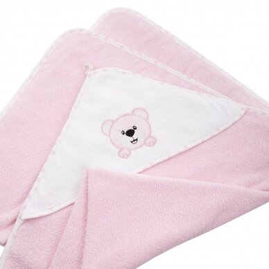 Bocioland bath cover (100% Cotton) 100x100 pink, bear BOC0224 1