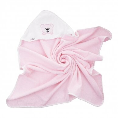 Bocioland bath cover (100% Cotton) 100x100 pink, bear BOC0224 2