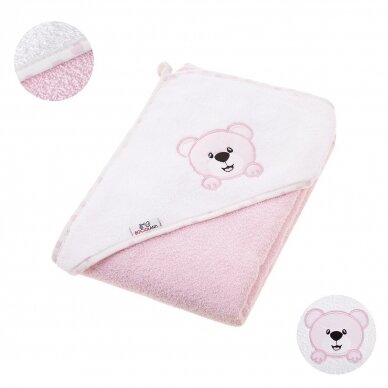 Bocioland bath cover (100% Cotton) 100x100 pink, bear BOC0224