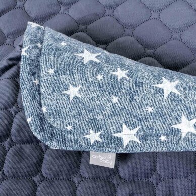 Baby blanket (75x100) + pillow (30x40) Denim Style Stars blue 1