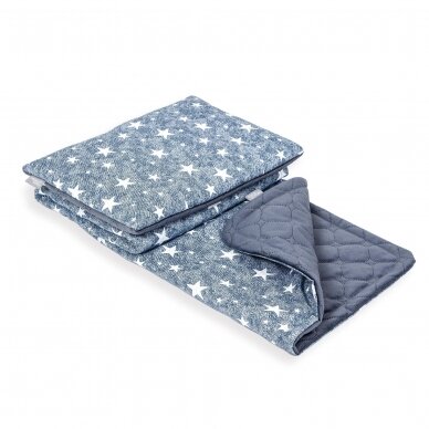 Baby blanket (75x100) + pillow (30x40) Denim Style Stars blue