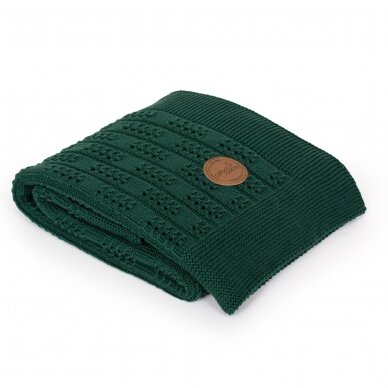 Knitted blanket in gift box (90x90) Herringbone Emerald