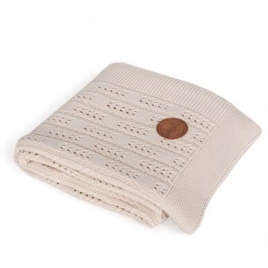 Knitted blanket in gift box (90x90) Herringbone beige