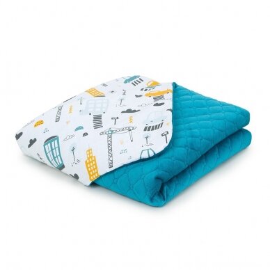 Baby blanket (75x100) , light blue, city