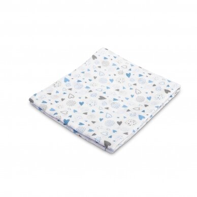 MUSLIN DIAPER 70X80 – HEARTS GREY-BLUE, 70x80