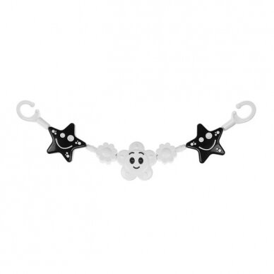 Pram rattle, black & white, stars / flower 178