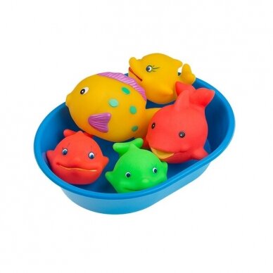 Rubber sea creatures in a baby bath 5pcs.blue 125