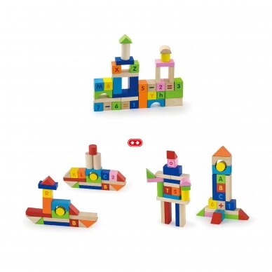 VIGA Wooden Blocks - 100pcs Alphabet & Numbers 50288 1