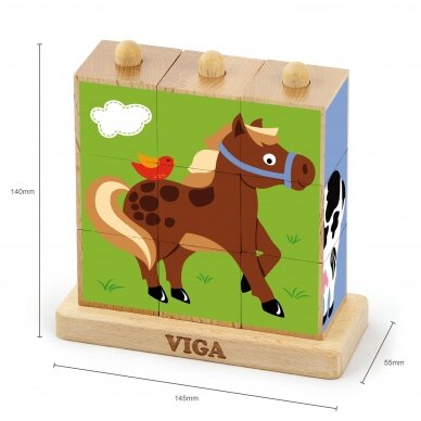 VIGA Stacking Cube Puzzle - Farm Animals 50833 2